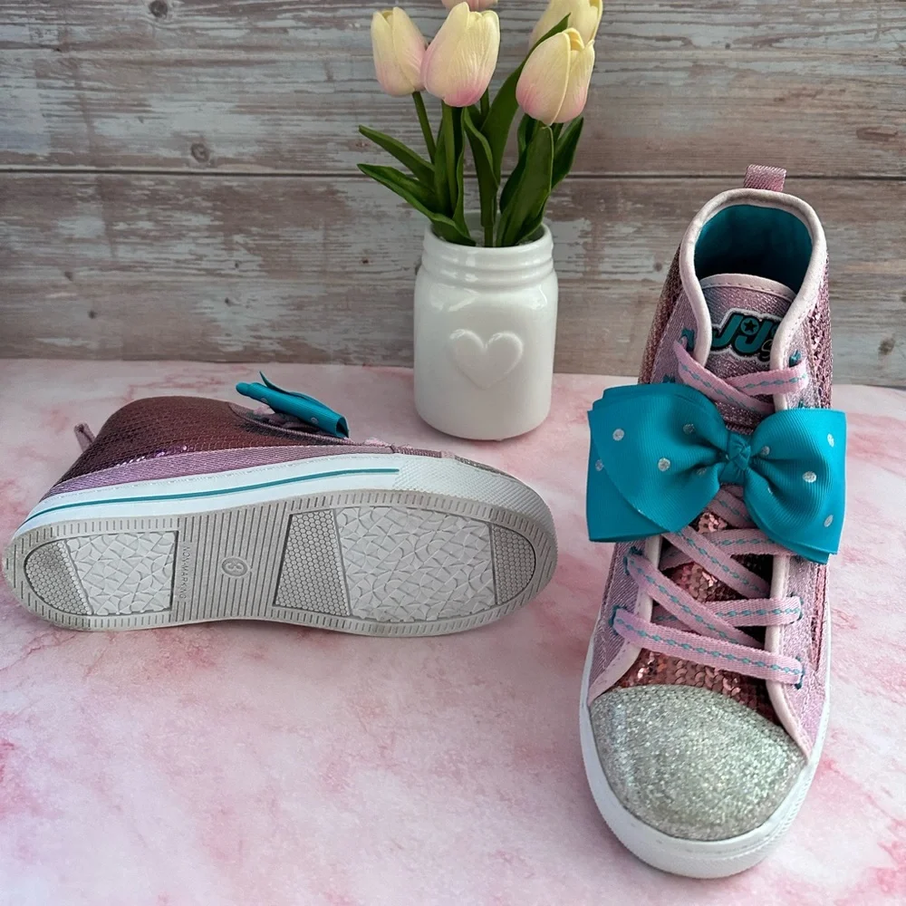 💠 JoJo Siwa Shoes - Girls Pink Sequined High Top Sneakers💠 - Picture 4 of 8